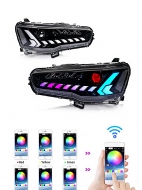 Передние светодиодные фары (LED/RGB) для Mitsubishi Lancer X (2008–2017), комплект 2 шт